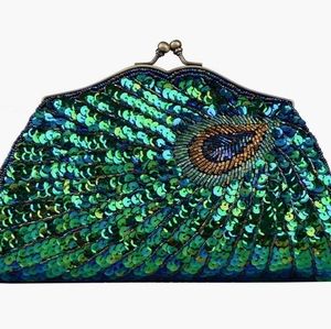 Peacock clutch purse